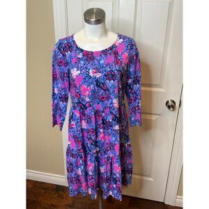 Lilly Pulitzer Birds Eye View Gemma Blue Pink Swing Dress, Size M